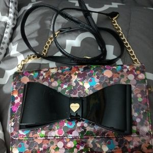 Betsey Johnson Black and Multicolor Crossbody Bag